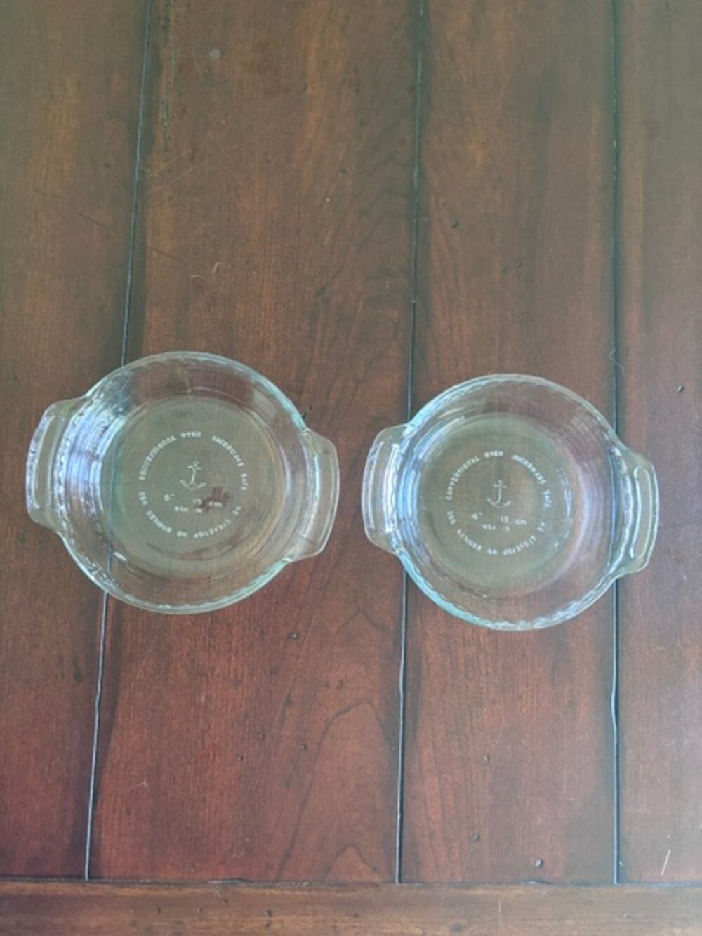 Vintage Anchor Hocking Ovenware Mini Pie Pans Pair 6" Clear Glass USA